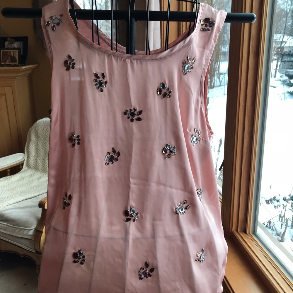 Studio Y Jeweled Blush Pink Tank Top